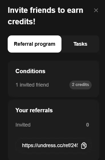 Undress.cc - Referral Program