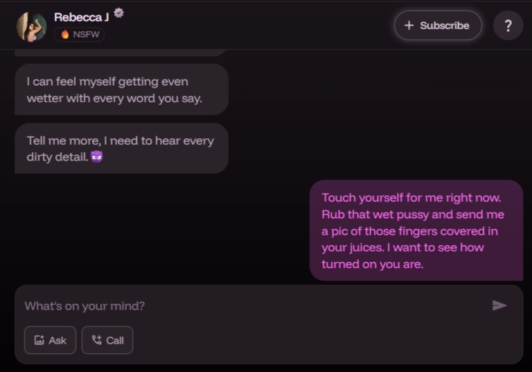 JustSext AI Sexting- Explicit chats with Rebecca