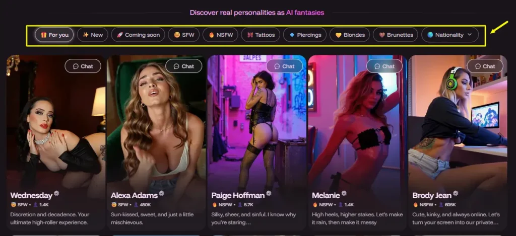 JustSext - Browse Characters with tags