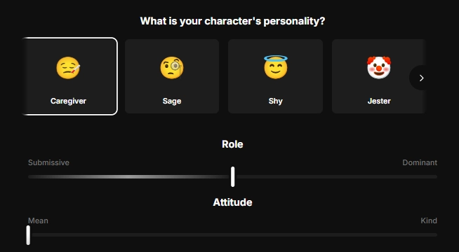 Lovescape AI - AI Character Personality Slider