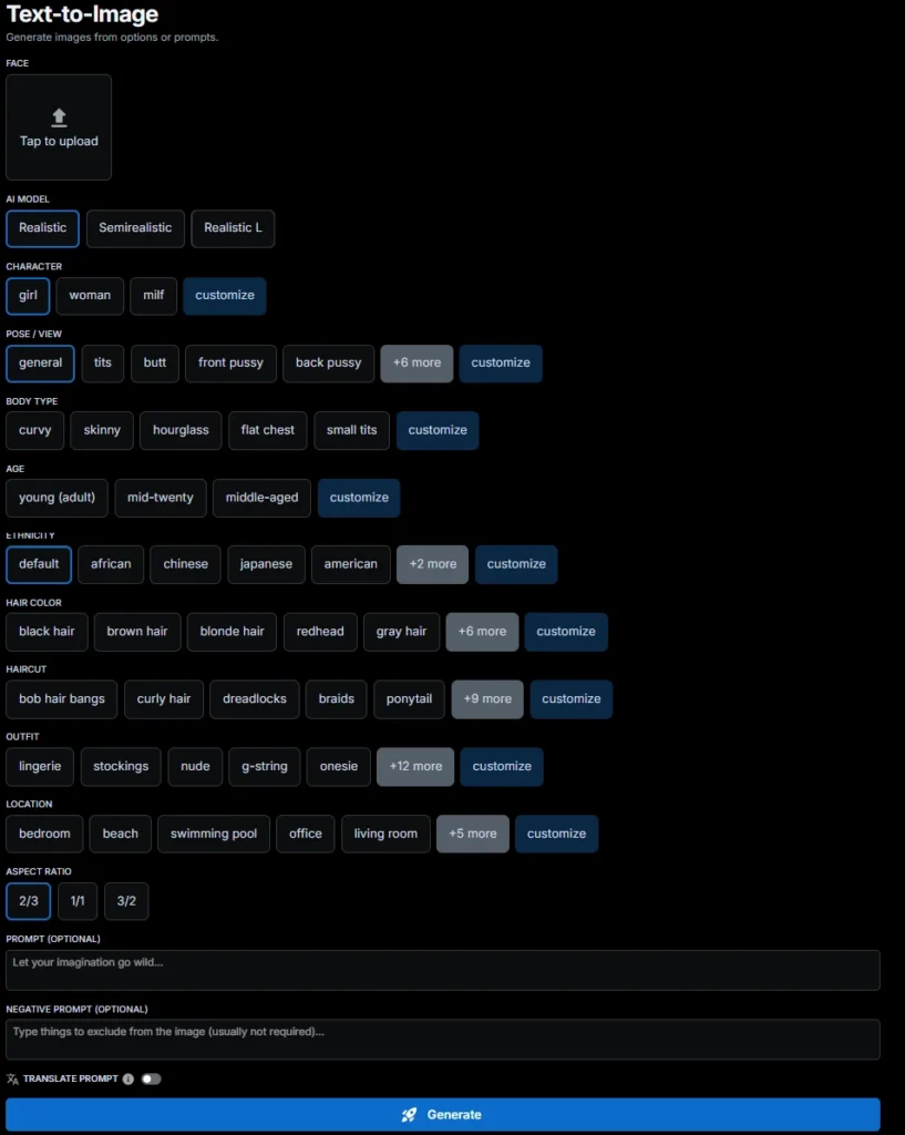 AI charater Customisation - AINudez