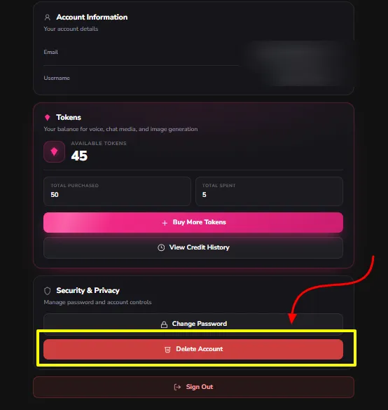 Dondi AI Account Deletion